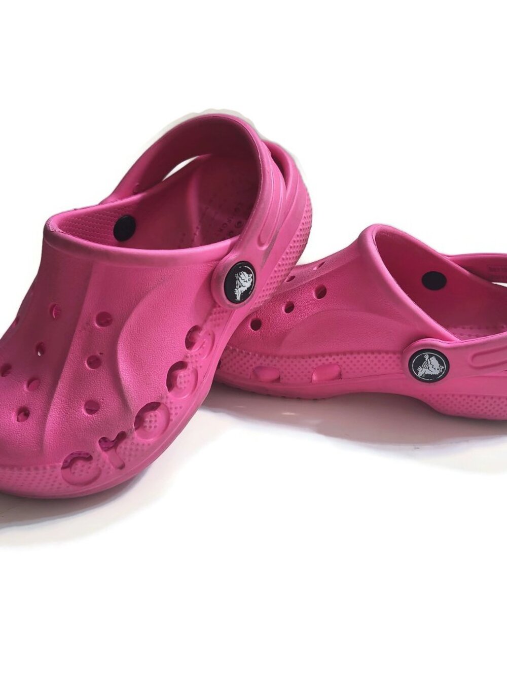 Crocs Baya Clog Shoes Child Toddler C10 C 10 Pink Side Cut Spellout Stylish GUC